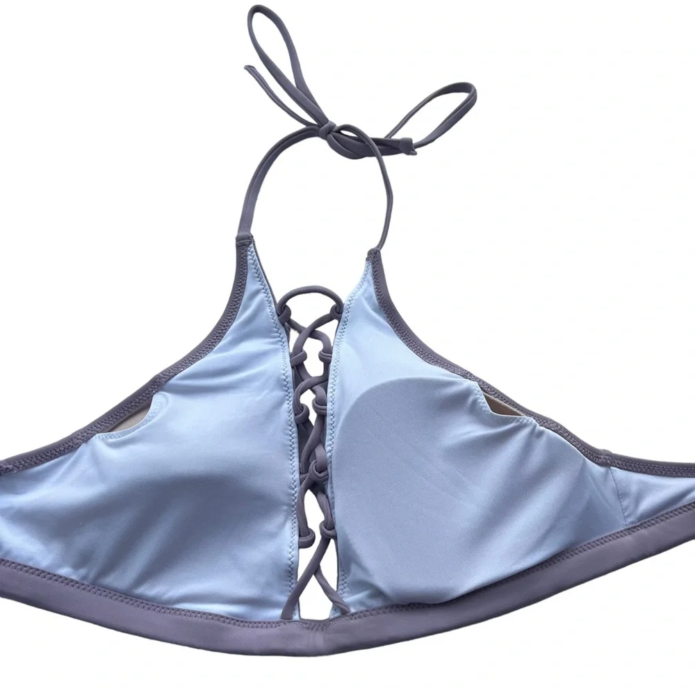 Victoria’s Secret Pink Womens Small Mauve Halter Criss-cross Swimwear Bikini Top